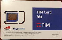 the SIM card from TIM in Italy with 4 gigs of data over 30 days