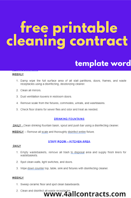 Cleaning contract template free