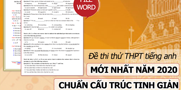 Đề thi thử THPT quốc gia tiếng anh chuẩn cấu trúc tinh giản- bám sát đề minh họa của bộ GD (file word)