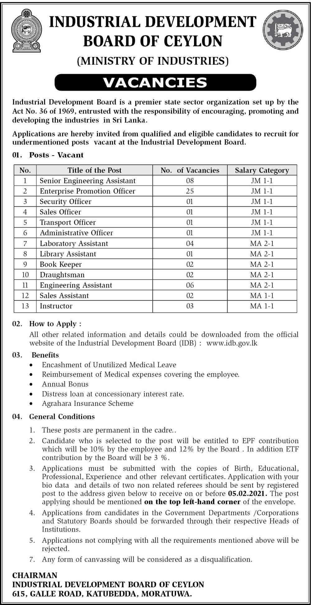 Vacancies at Industrial Development Board