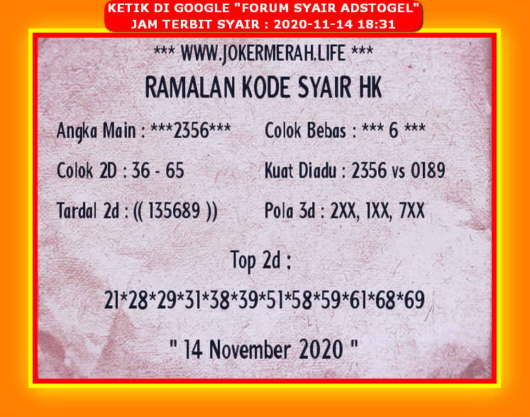 1 New Message Kode Syair Hongkong 14 November 2020 Forum Syair Togel Hongkong Singapura Sydney