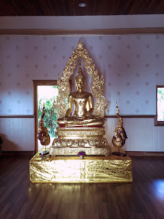 Potrait of Gold Budha Statue in The Room Brahmavihara Arama Monastery North Bali
