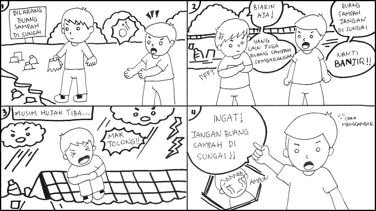 Cara Menggambar / Membuat Komik Tema Menjaga Kebersihan Lingkungan yang