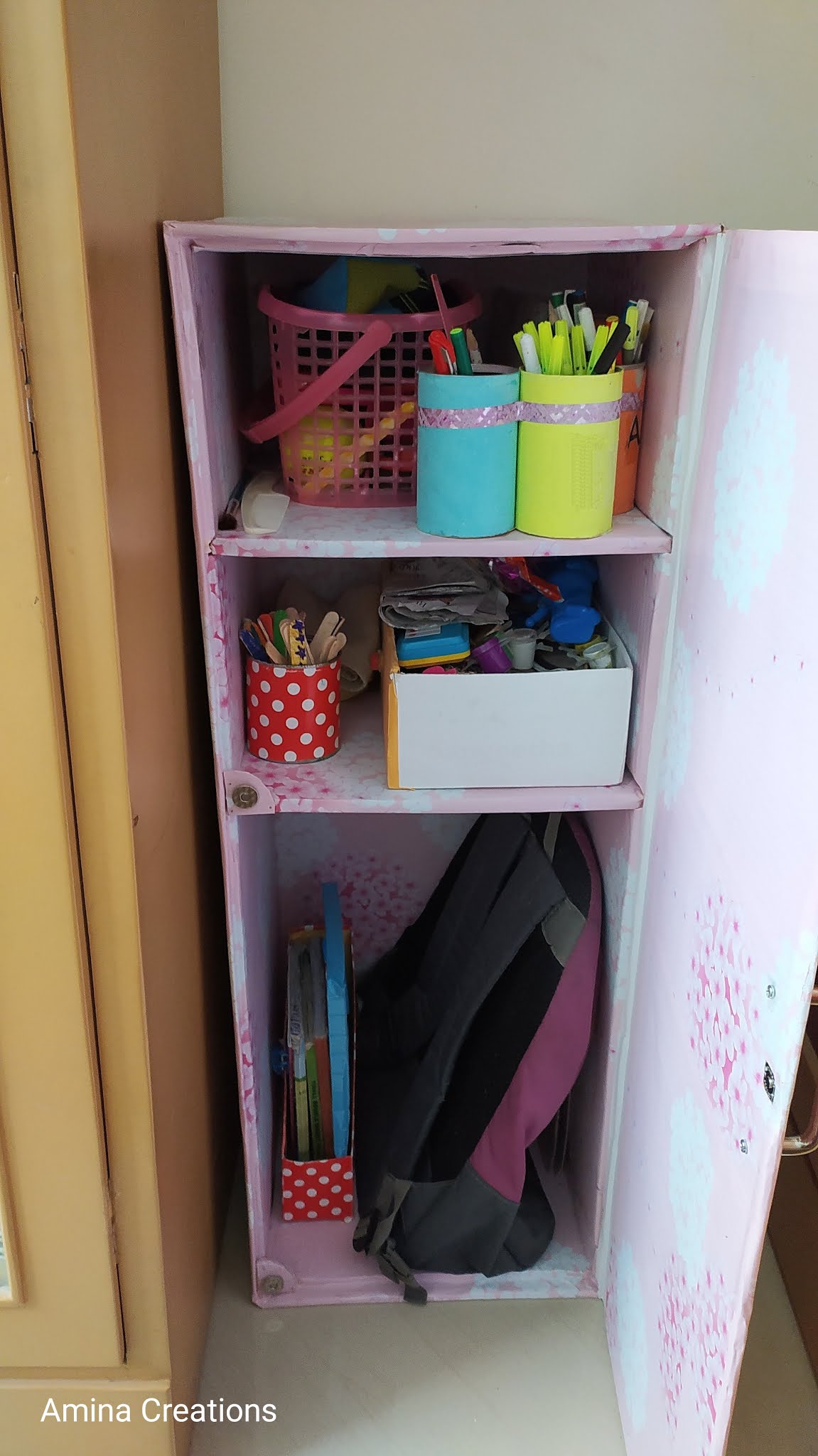 AMINA CREATIONS DIY CARDBOARD CUPBOARD + VIDEO