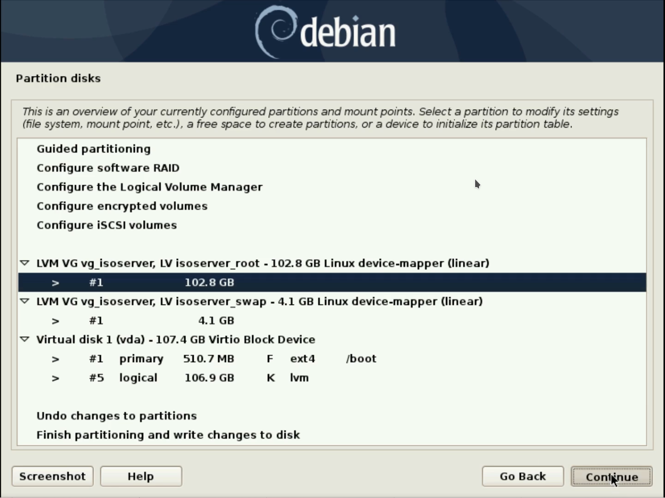 Debian Instalasi Debian 10 (Buster) Dengan Partisi LVM