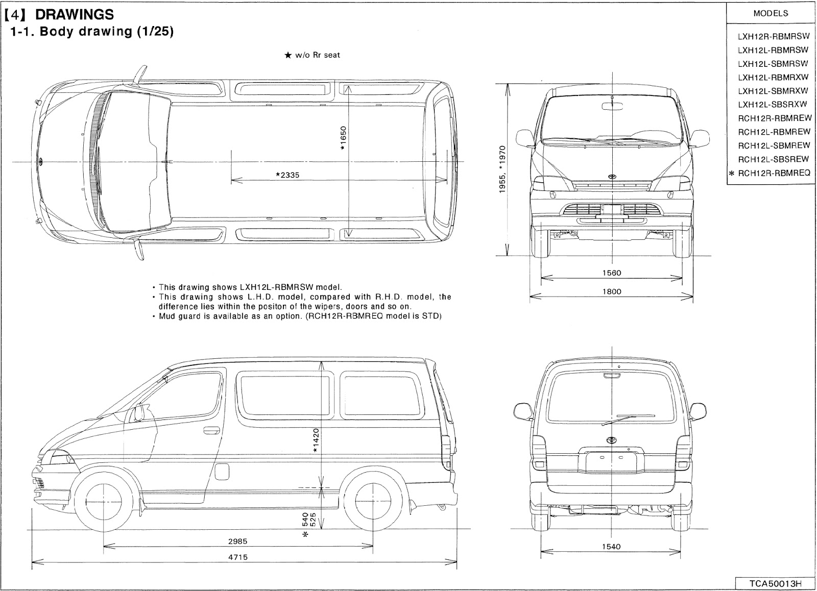 Dimensions of toyota hiace