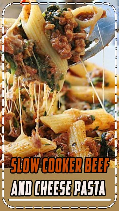 A slow cooker beef and cheese pasta that is cooked long and slow to bring out the best cheesy meat sauce!