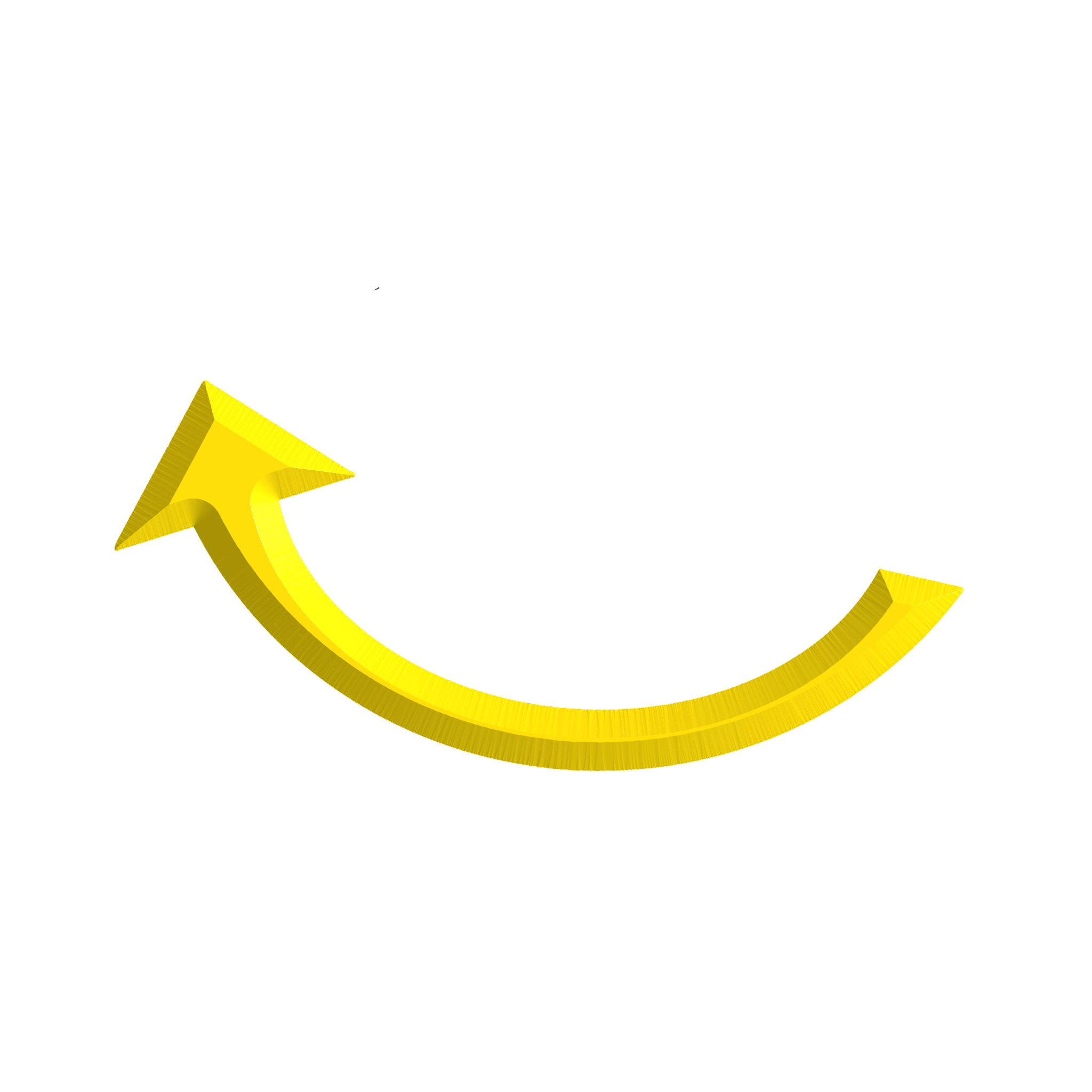 Yellow 3D curved arrow