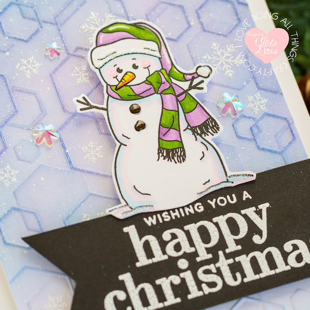 Happy Christmas Card,Simon Says Stamp,Holly Jolly Release,Winter Hugs, Tumbled Hexagons Embossing Folder,Card Making,Stamping,handmade card,ilovedoingallthingscrafty, Stamps,Atelier Inks,