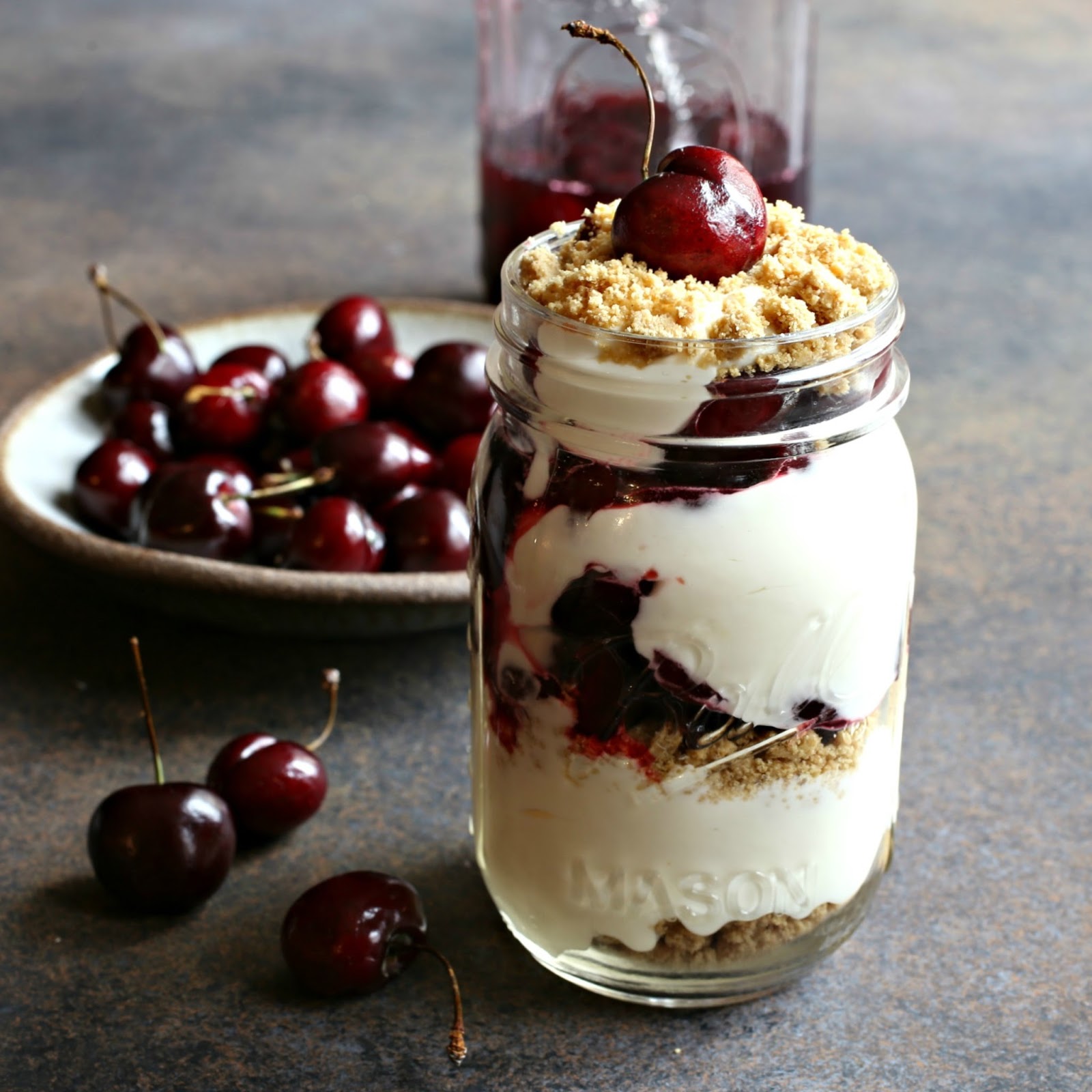 Hungry Couple No Bake Cheesecake Mousse with Cherry Compote