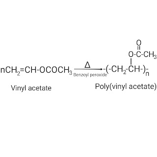 This image shows synthesis of poly(vinyl acetate) from vinyl acetate.