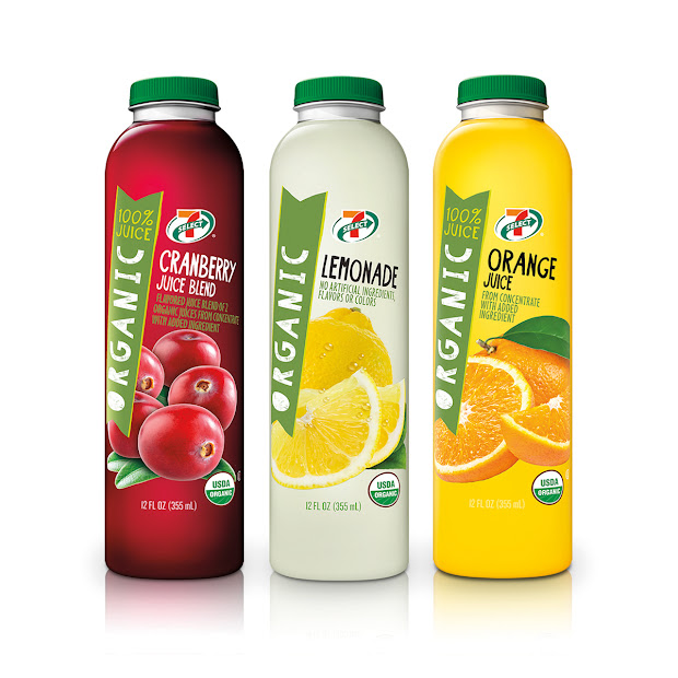 7-select organic juice packaging