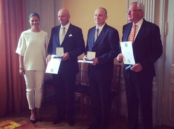 Board of Directors of the Foundation Princess Margareta's Landstormsvägen Fund meeting at the Royal Palace. Crown Princess Victoria wore Ralph Lauren pumps