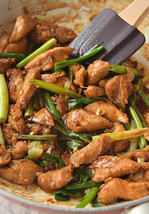 easy delicious mongolian chicken with spring onion