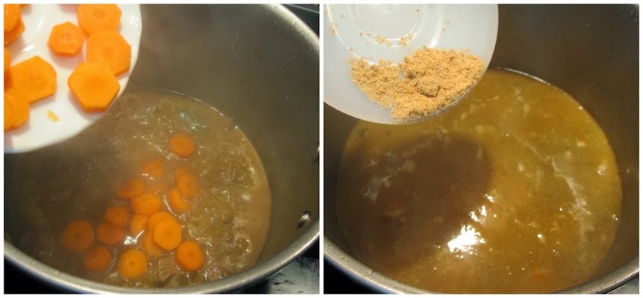 Se añade zanahoria y pastilla jamón