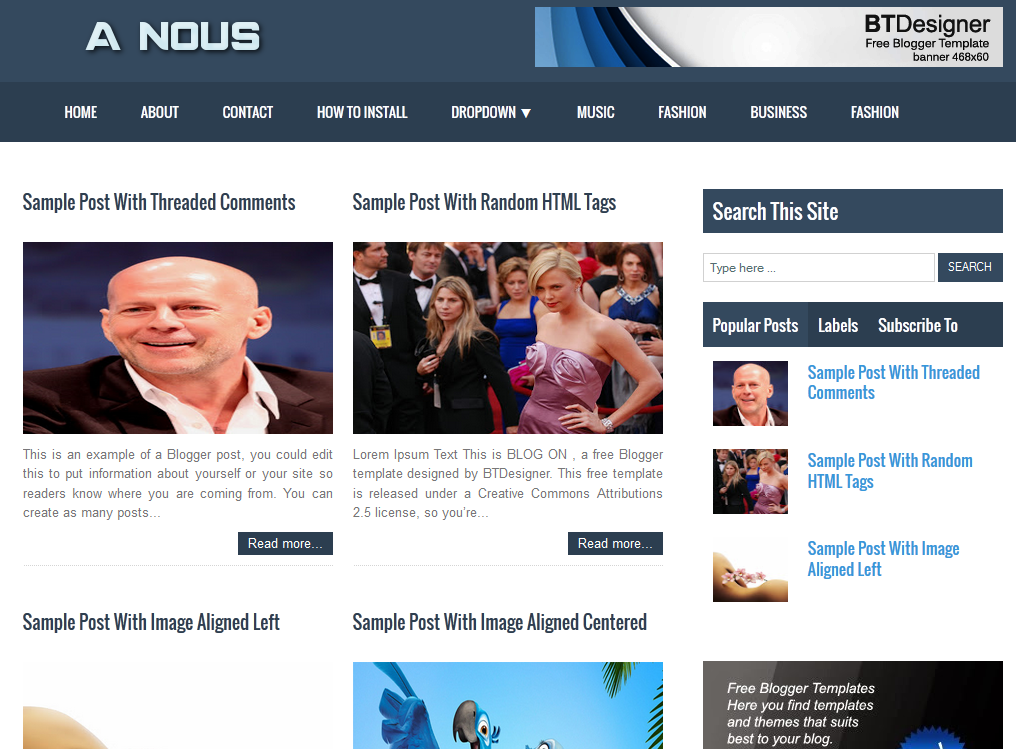 A Nous Magazine Blogger Template