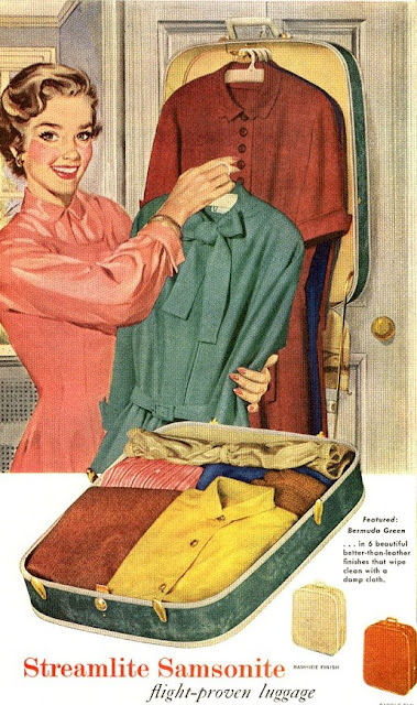 retro luggage vintage ad Samsonite Just Peachy, Darling