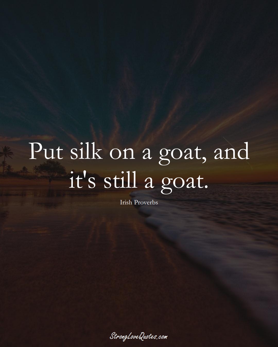 Put silk on a goat, and it's still a goat. (Irish Sayings);  #EuropeanSayings