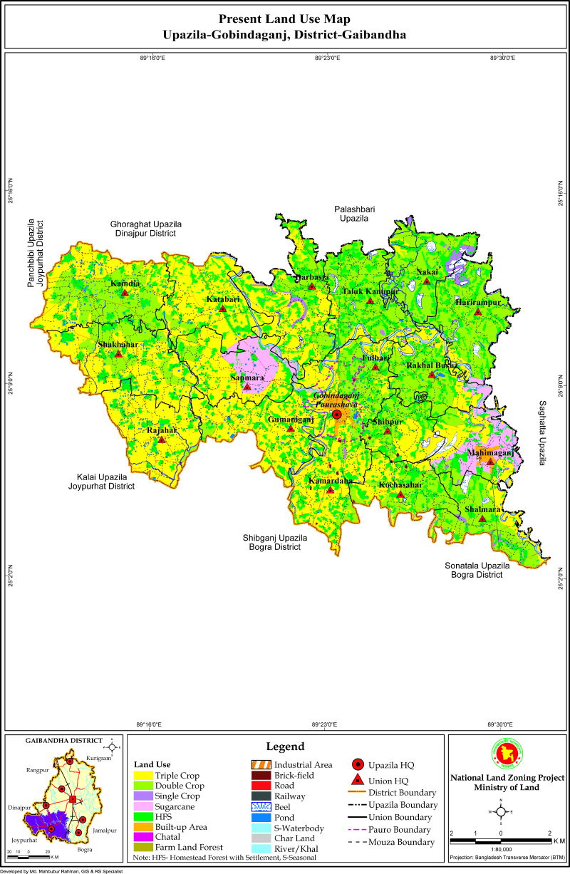 Gobindaganj Upazila Mouza Map Gaibandha District Bangladesh