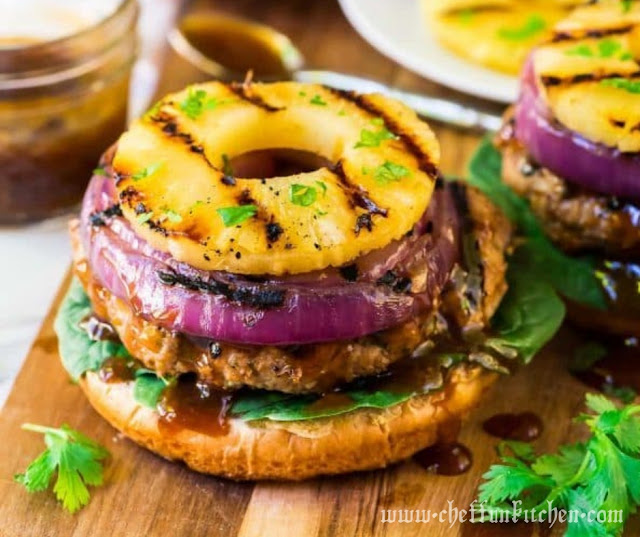 Teriyaki Burgers With Grilled Pineapple Teriyaki Burgers With Grilled Pineapple