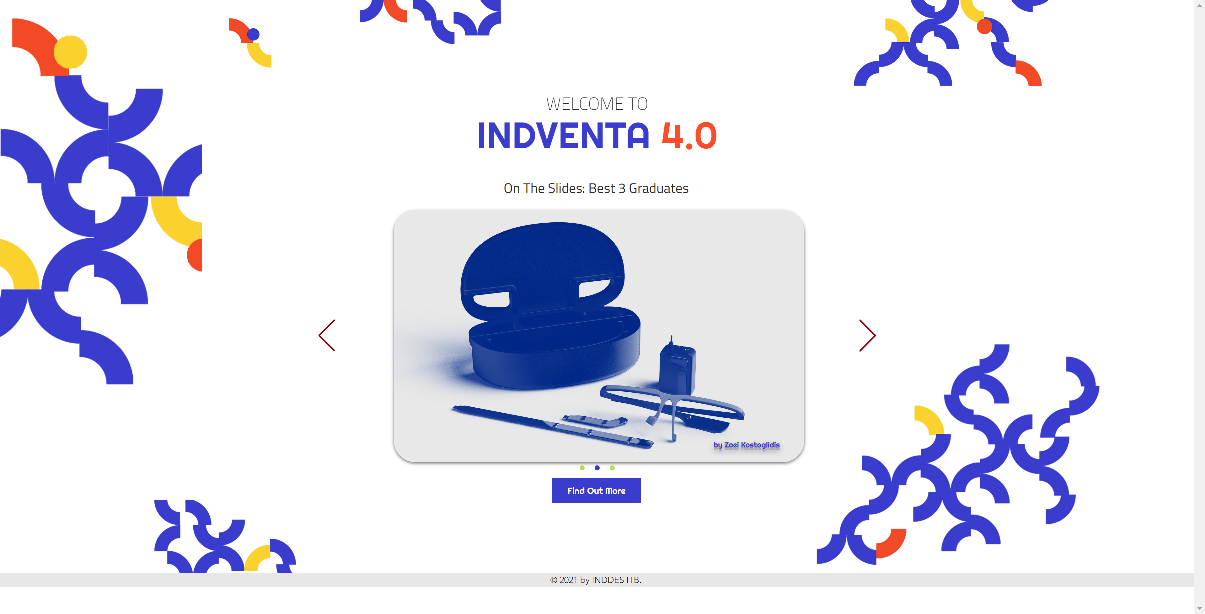 Find Out More page of Indventa 4.0, with image slides showcasing three best projects.