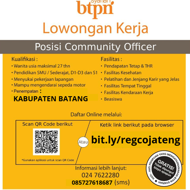 Lowongan Kerja Community Officer Di Btpn Syariah Penempatan Kabupaten Batang Portal Info Lowongan Kerja Di Semarang Jawa Tengah Terbaru 2021