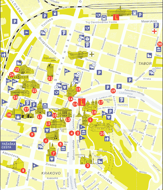 Mapa turístico de Liubliana – Eslovênia