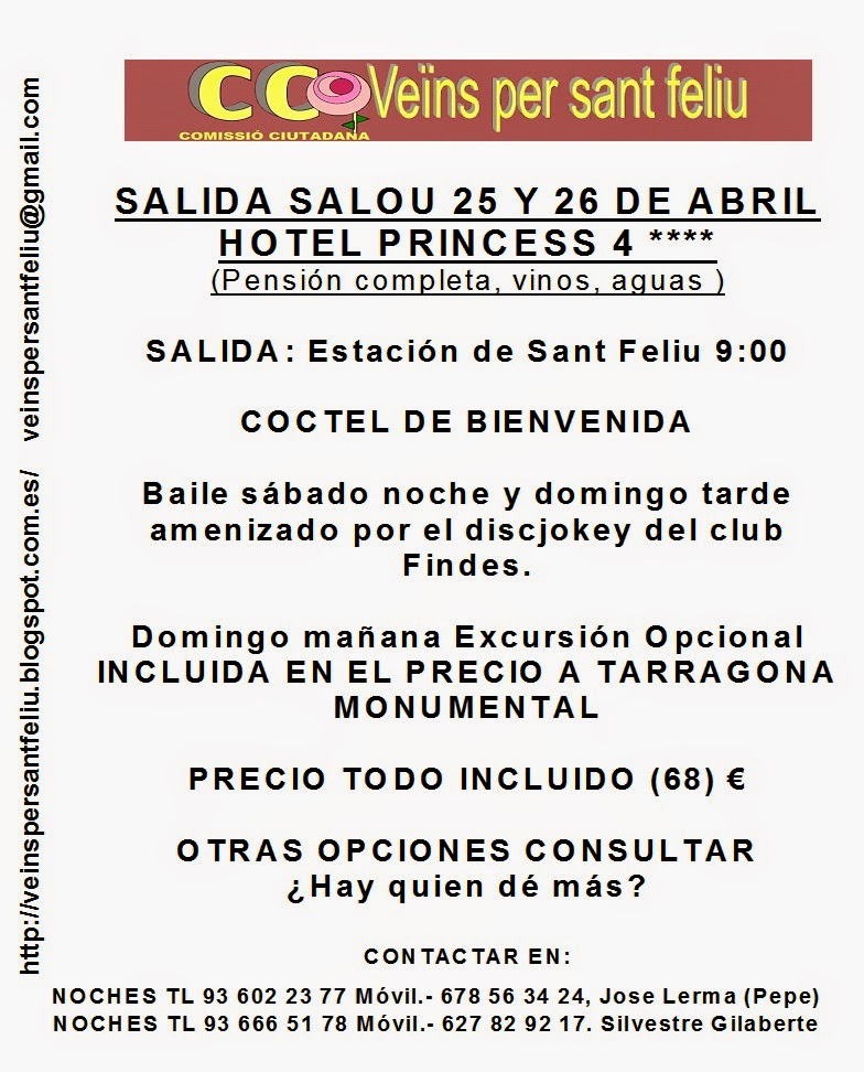 SALIDA A SALOU PARA TODAS LAS PERSONAS QUE LO DESEEN