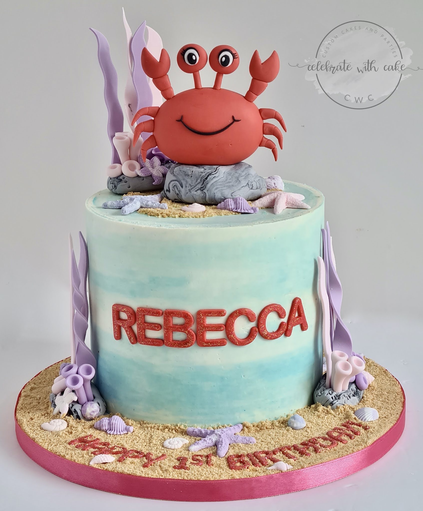 Celebrate with Cake! Crab themed single tier Buttercream Cake