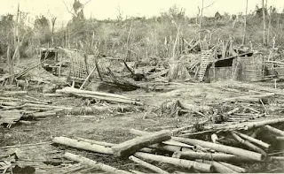 Destroyed houses after the 1911 Taal eruption
