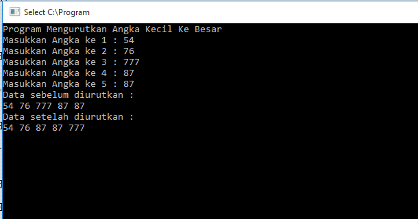 Program Mengurutkan Angka Kecil Ke Besar