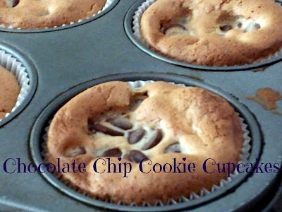 chocolate chip cookie cupcakes just baked