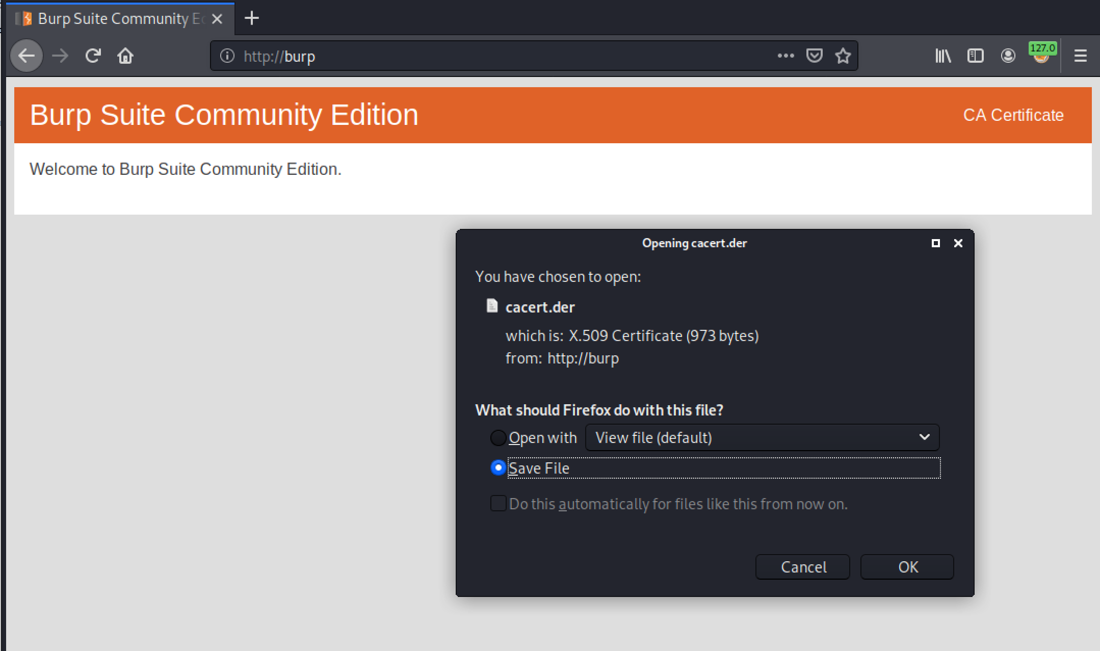 Install Burp #39 s CA Certificate in Firefox Guide for Burp Suite Install Burp #39 s CA Certificate in Firefox Guide for Burp Suite