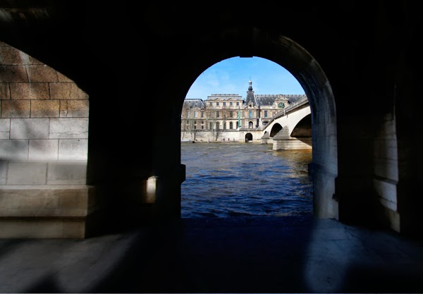 The Louvre Palace from under Pont du Carrousel