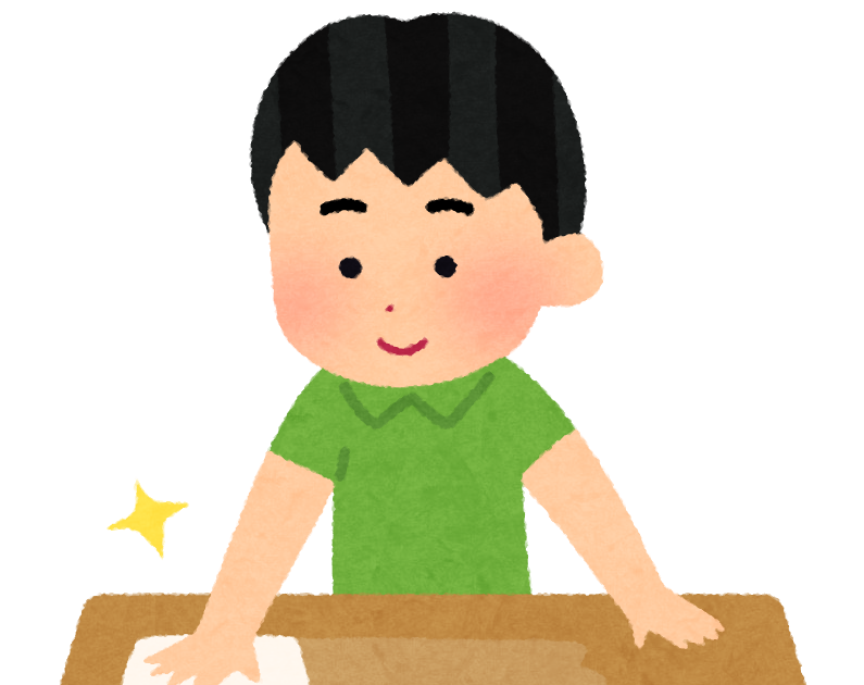 机を拭く人のイラスト（男の子） かわいいフリー素材集 いらすとや