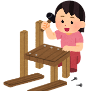 木工工作をする人のイラスト(女性)