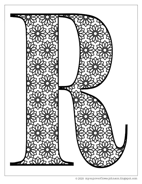 Letter R design coloring page