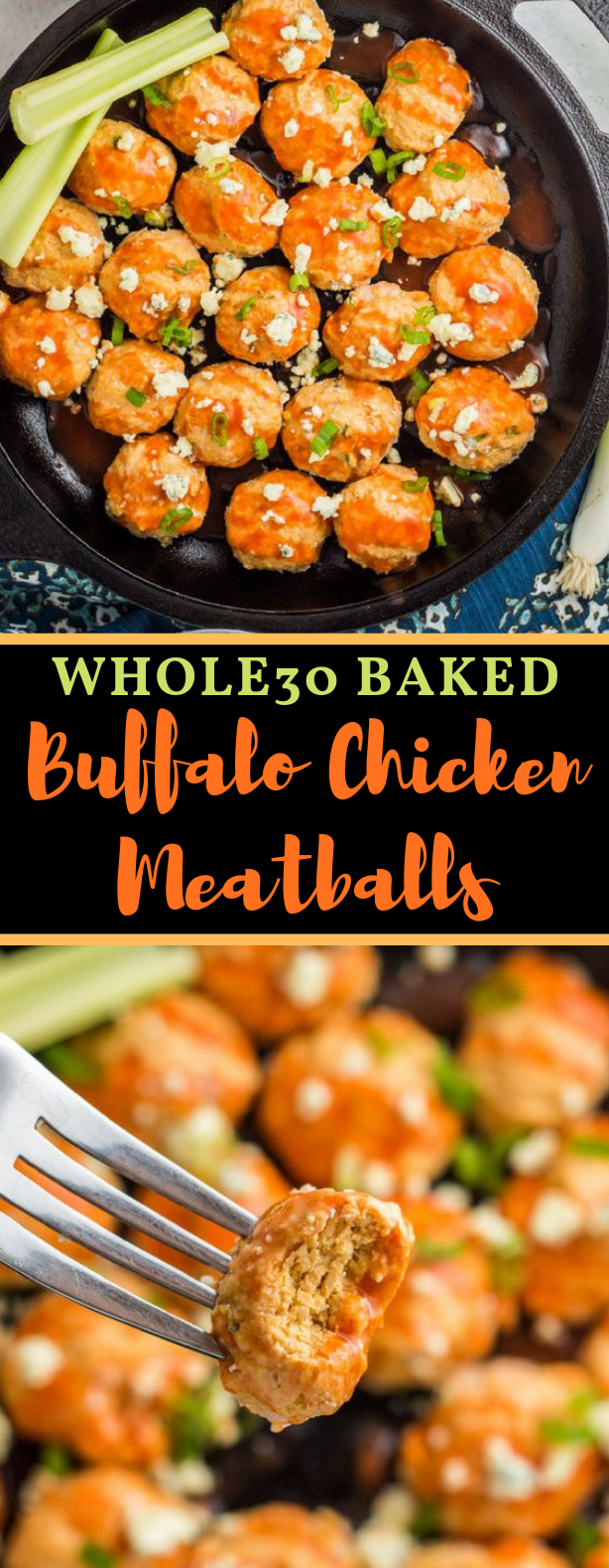 Whole30 Baked Buffalo Chicken Meatballs #paleo #30minute