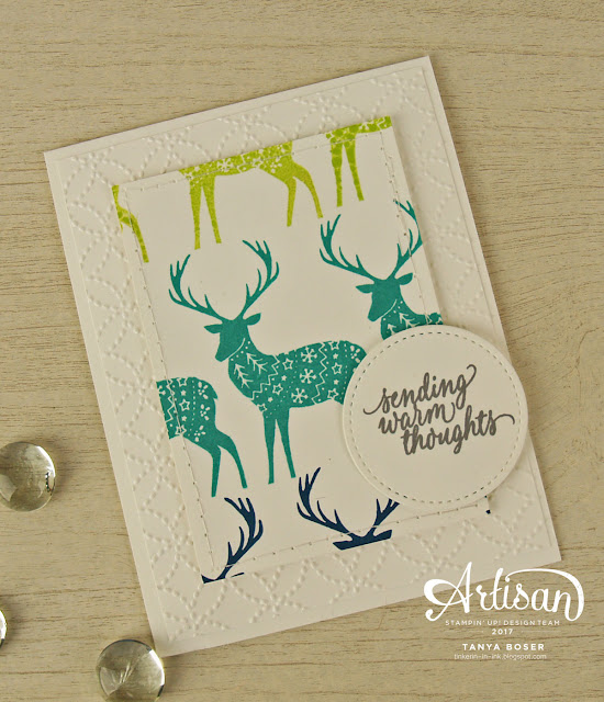 Bright rainbow colors take Stampin' Up!'s Merry Patterns stamp set beyond Christmas! ~Tanya Boser for the 2017 Artisan Design Team