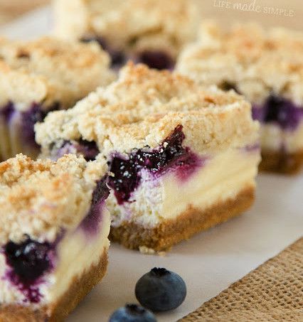 Blueberry Crumble Cheesecake Bars - Healthy Food Ideas