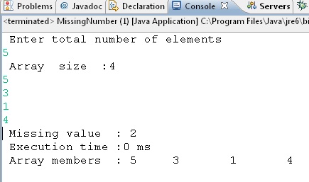 java source code: Find Missing number in sequence