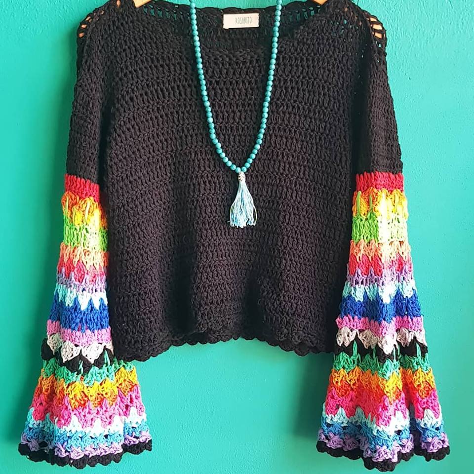 Ergahandmade Crochet Sweater Rainbow