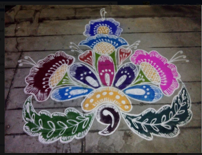 BIG JASMINE FLOWERS RANGOLI ART