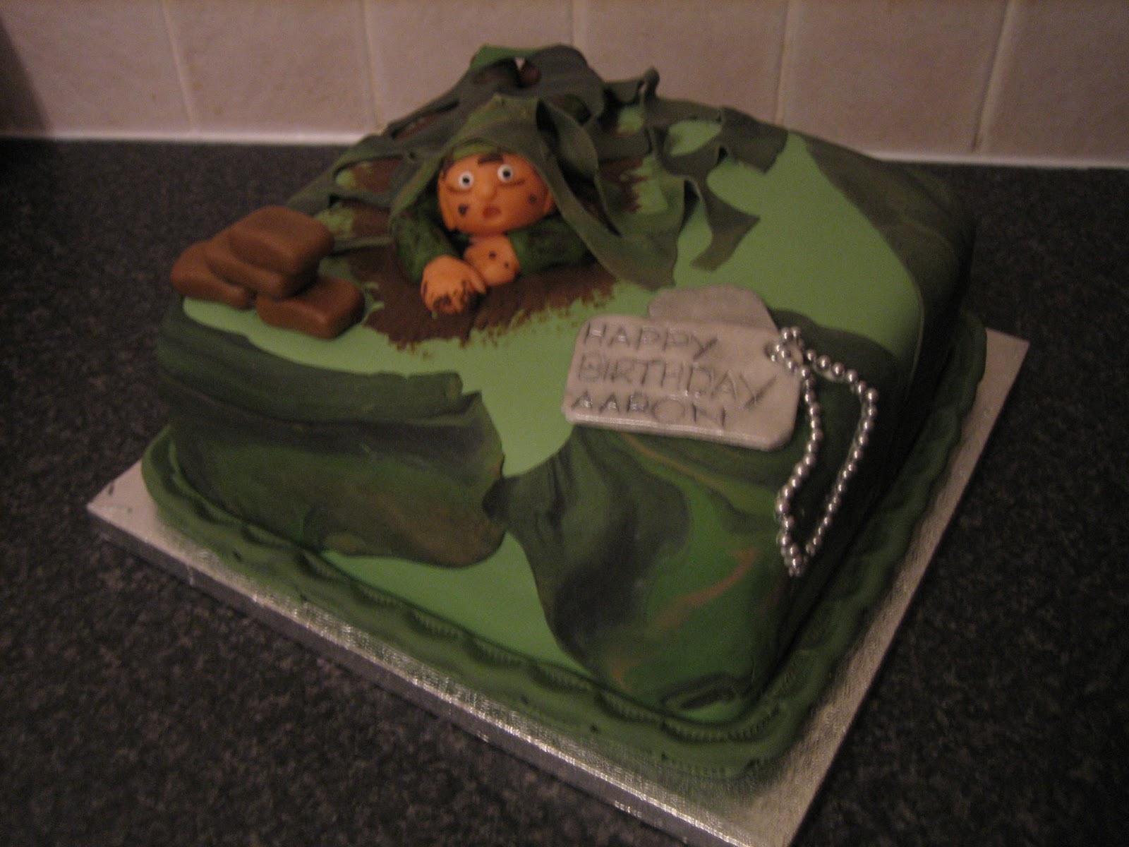 Sarah T Cakes Army style cake.