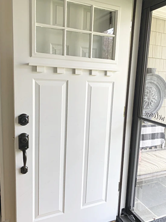 front door with shelf