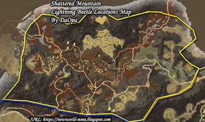 Shattered Mountain lightning beetle locations map