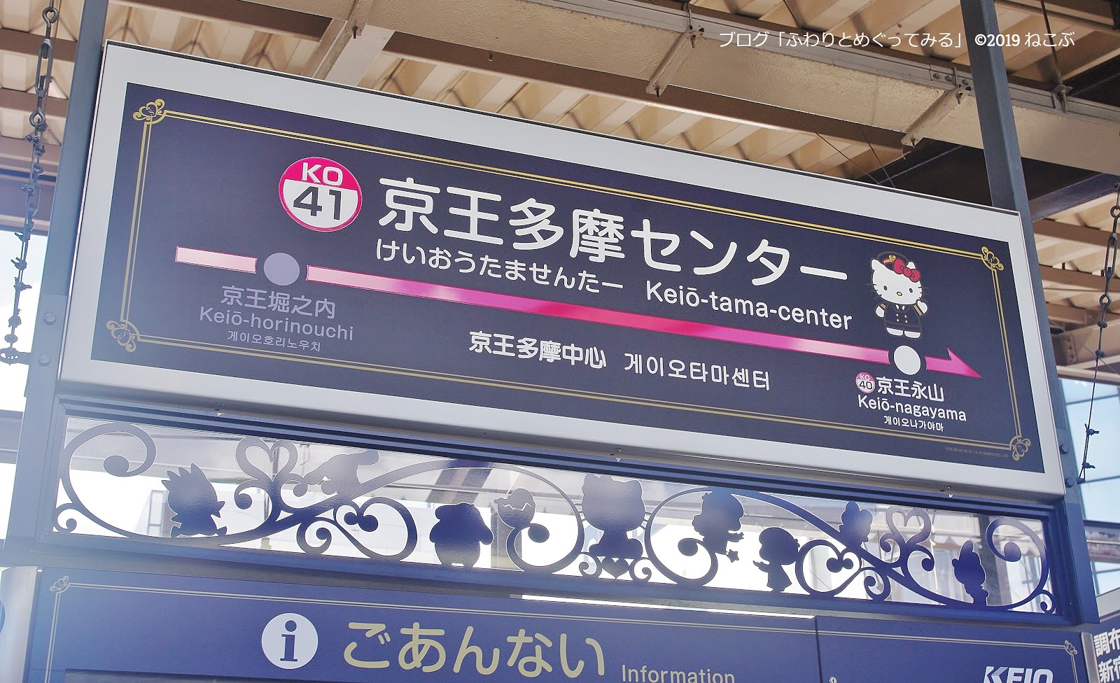 ふわりとめぐってみる 京王多摩センター駅から既にサンリオワールドがはじまってるョ キャラクターの駅員さんでデコレーション
