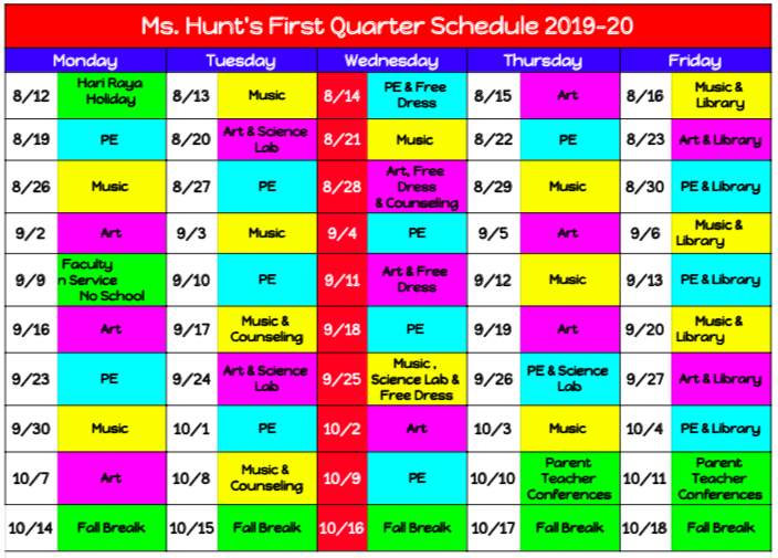 Ms. Hunt's Grade 2 Classroom: Schedule