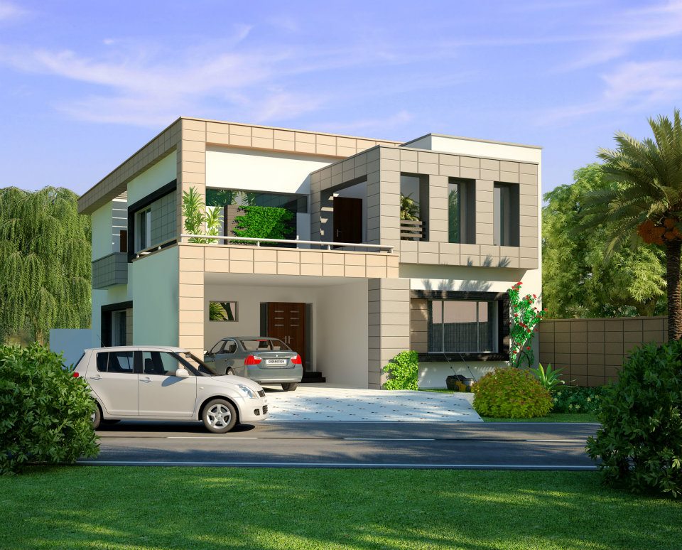 3D Front Elevation com 10 Marla Modern Home  Design  3D 