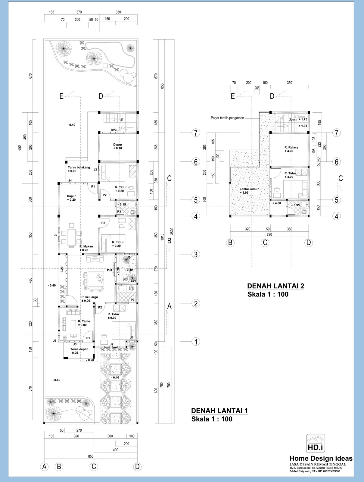 NEW DENAH RUMAH TAMPAK ATAS DEPAN SAMPING - Denah